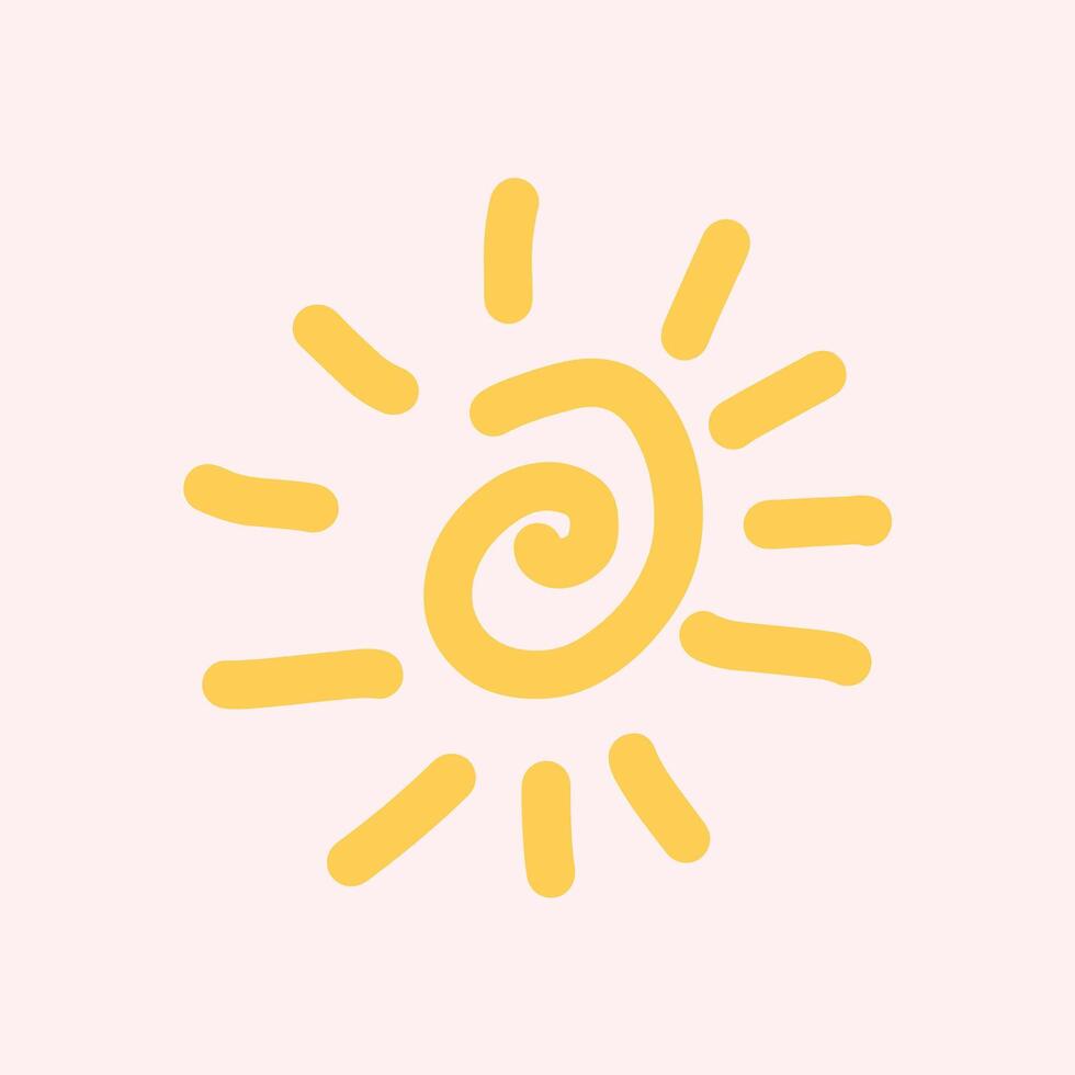 cute yellow sun simple design vector