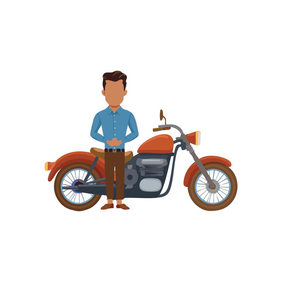 Man With A Old Motorbike vector