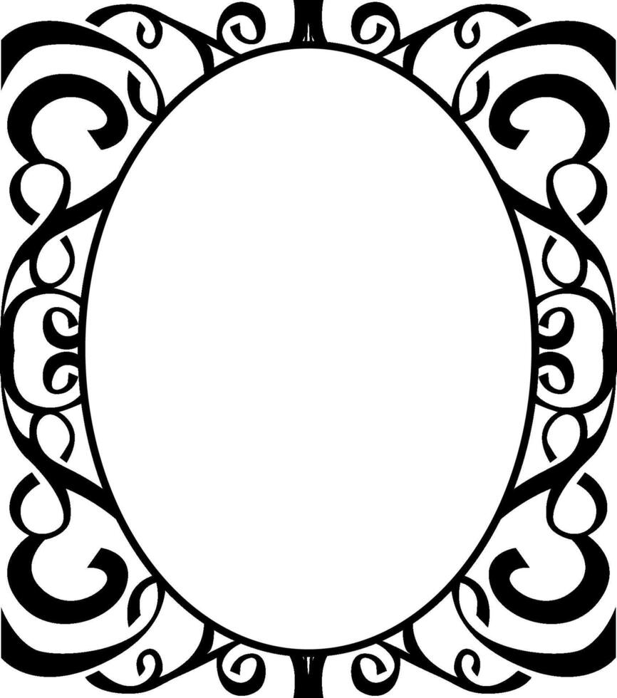 Black Floral Frame Line Design vector