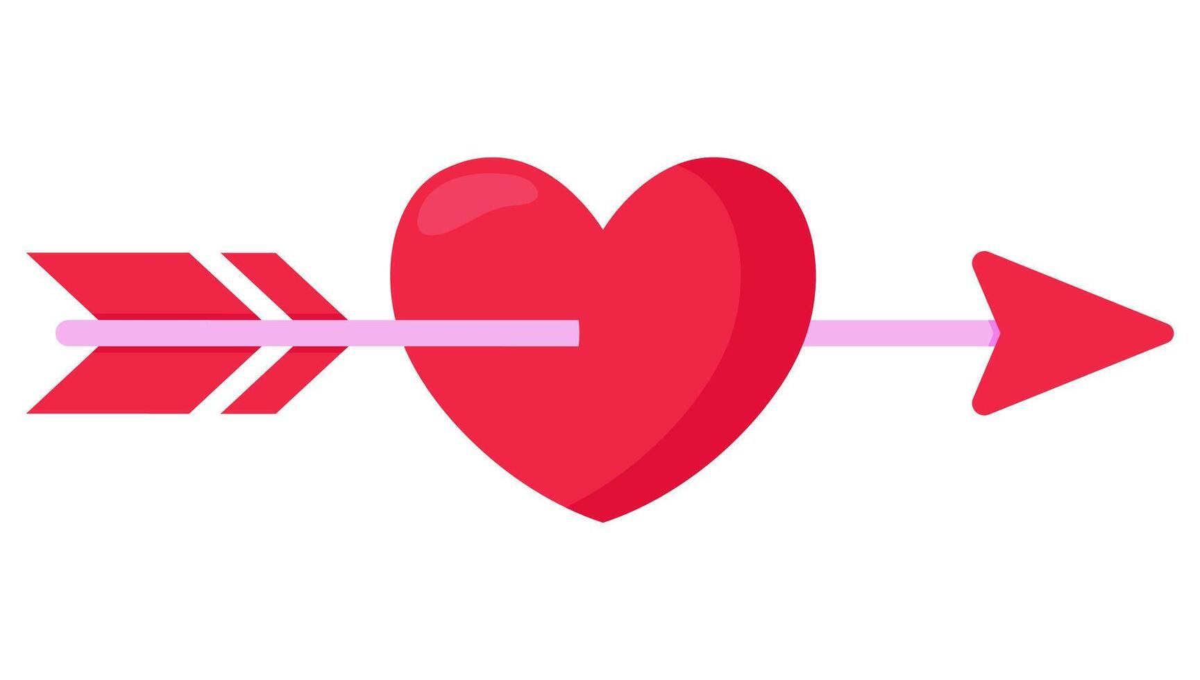 Flat icon of red heart pierced by an arrow isolated on white background. vector