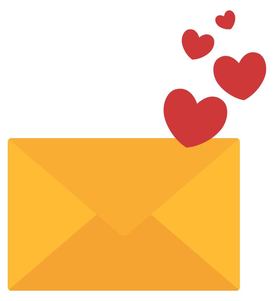 Flat icon of mail envelope icon with red heart notification isolated on white background. vector
