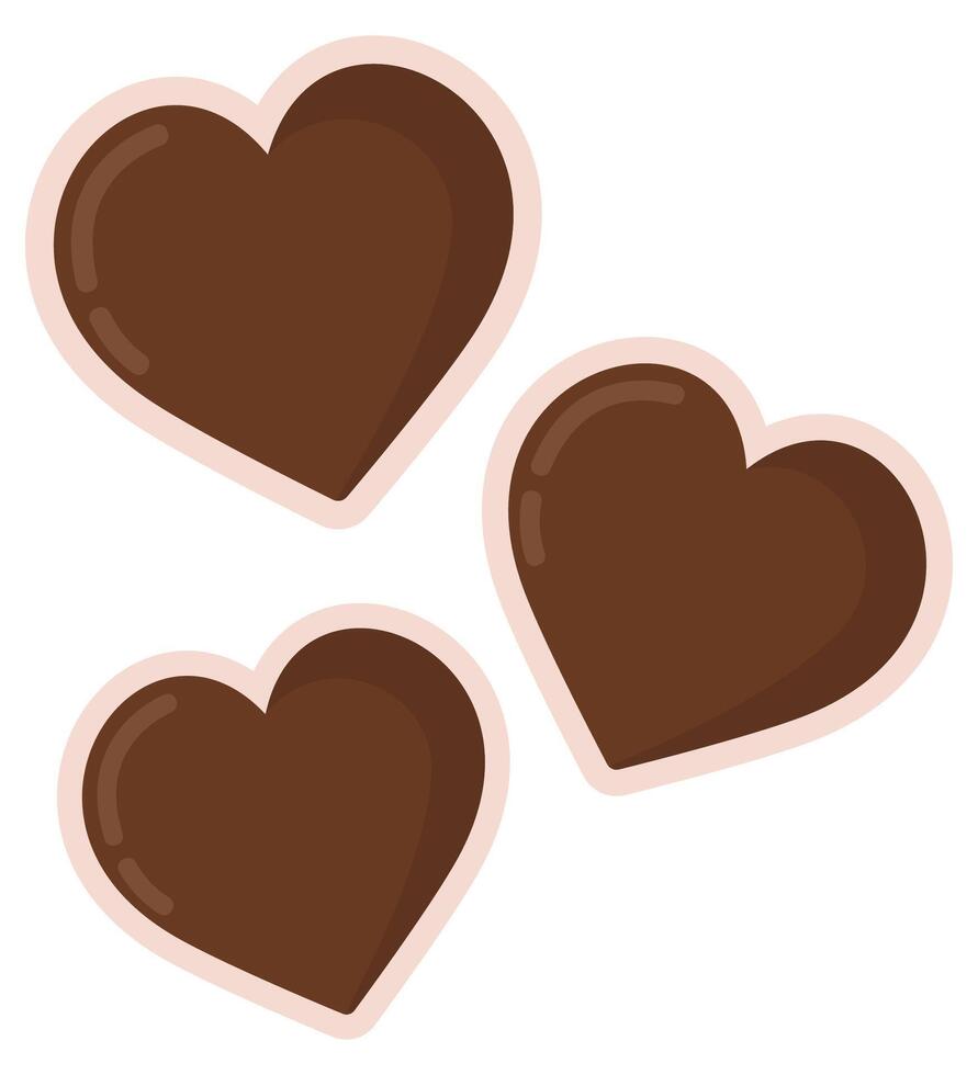 Chocolate heart flat icon isolated on white background. vector
