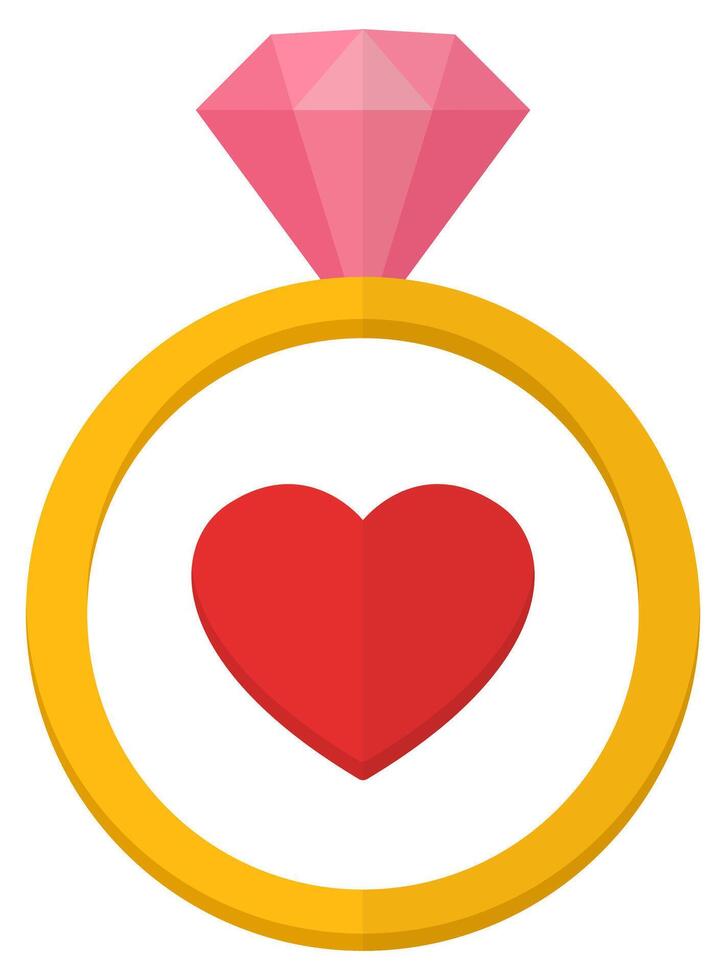 ring icon with a heart isolated on white background. vector