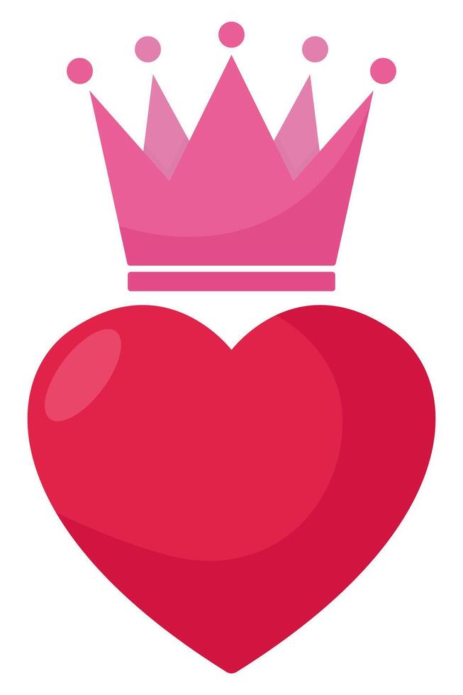 Crown with love flat icon isolated on white background. vector