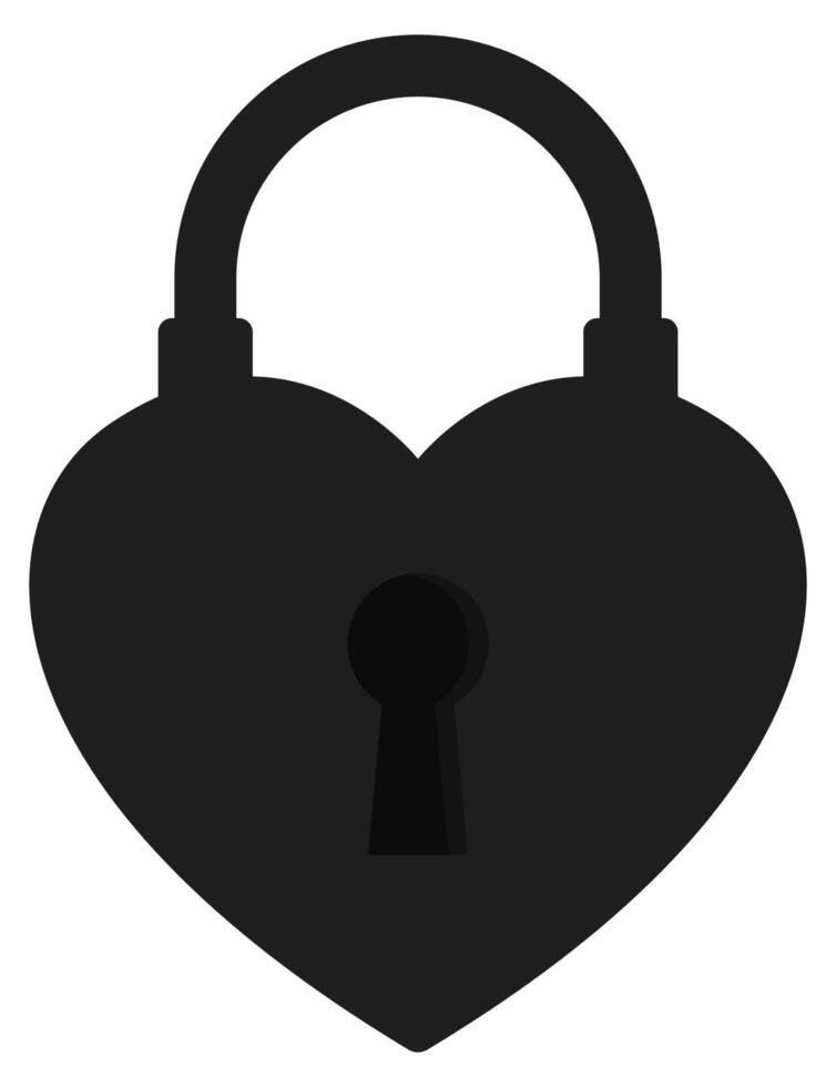 Locked heart shaped padlock icon isolated on white background. vector