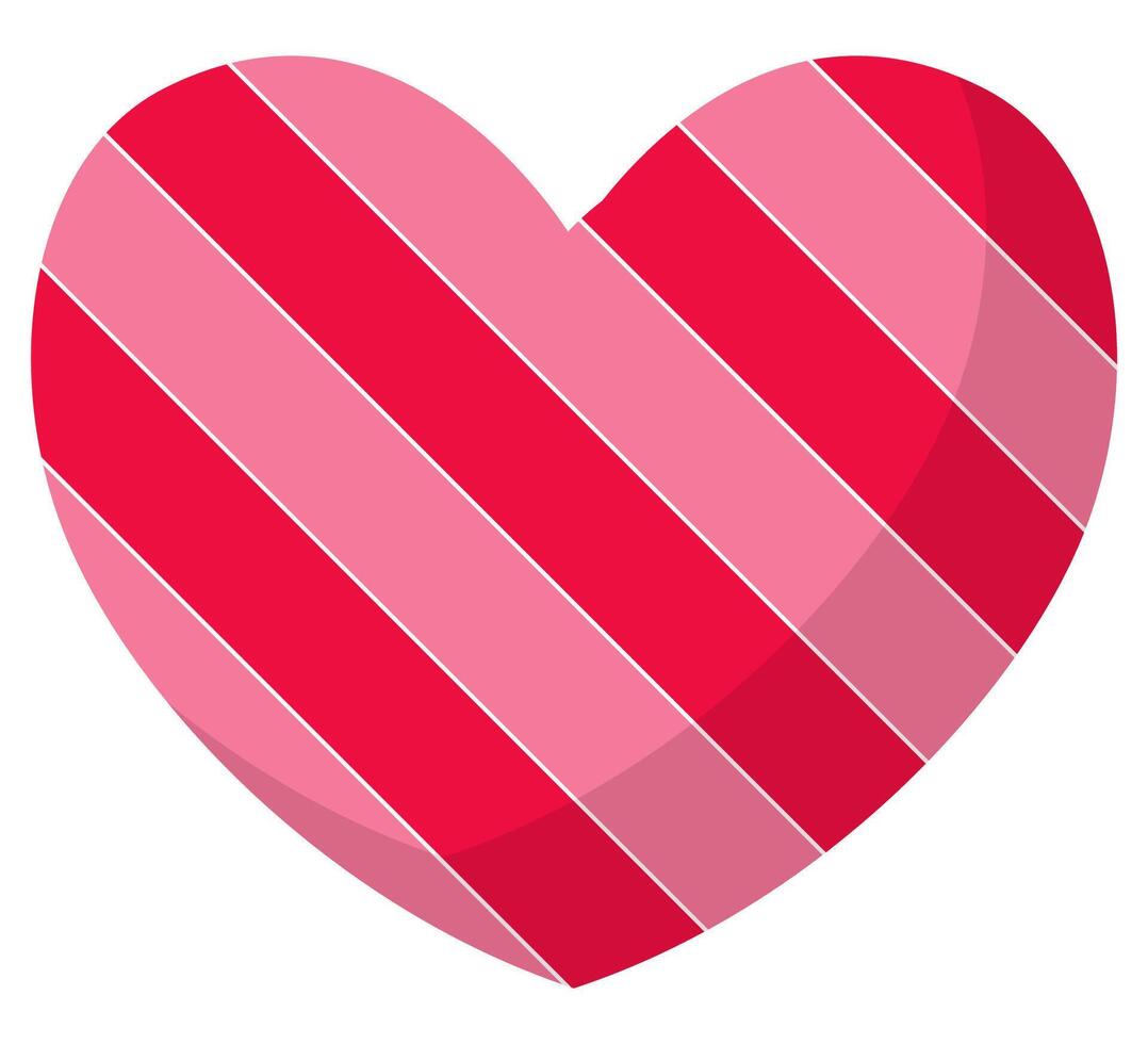 Heart with red and pink stripes isolated on white background vector