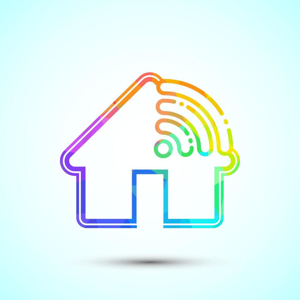 Smart house icon, Smart home technology and automation, low poly style vector