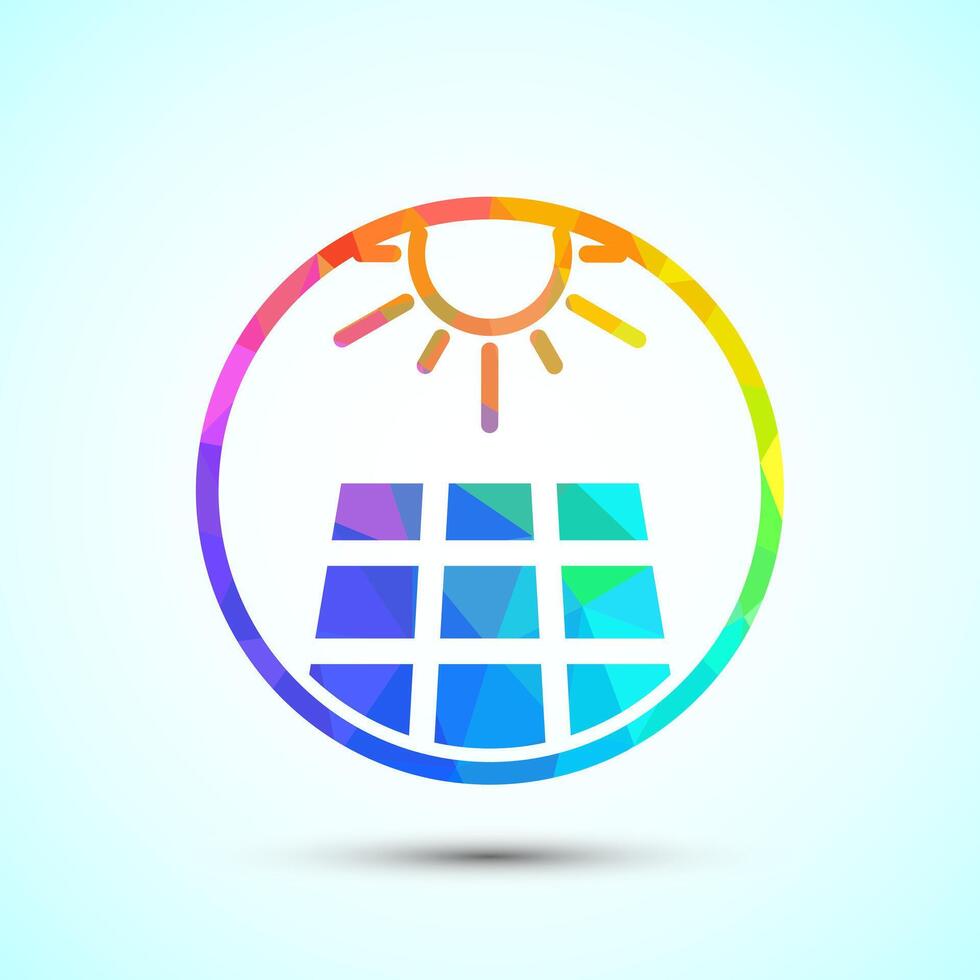 Solar panel icon design, Solar panel power station sign, low poly style vector