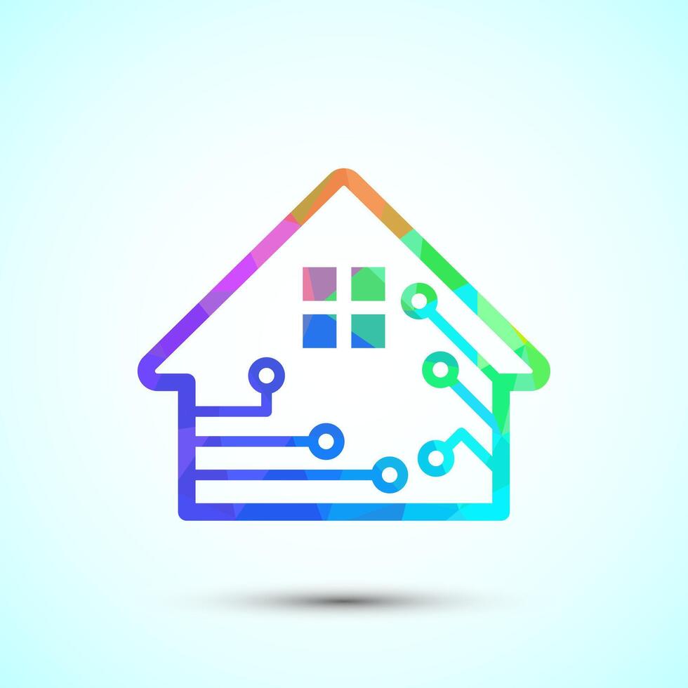 Smart house icon design, Smart home technology and automation, low poly style vector