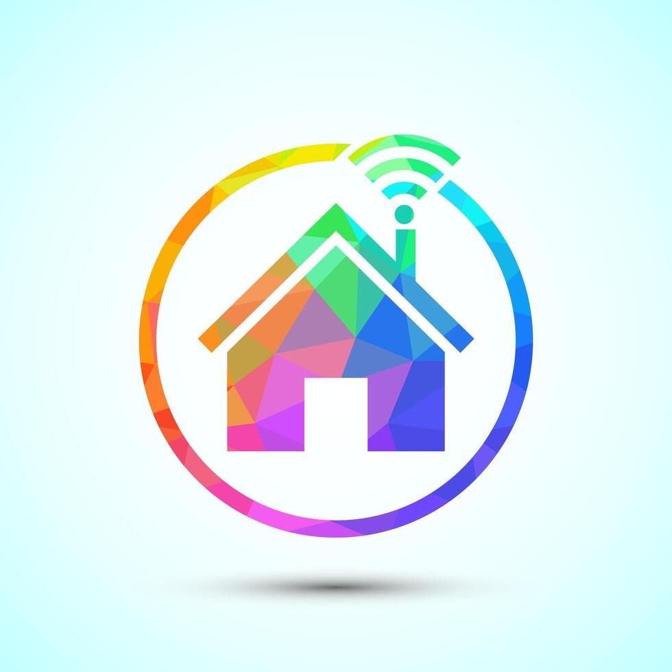 Smart house icon illustration, Smart home technology and automation, low poly design vector