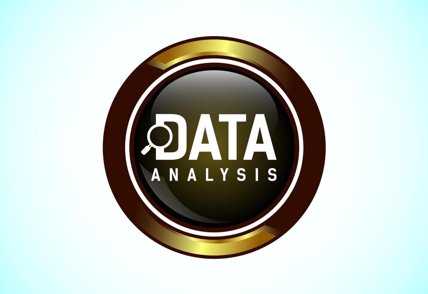 Data analysis button design illustration. Market research, analytic icon. vector