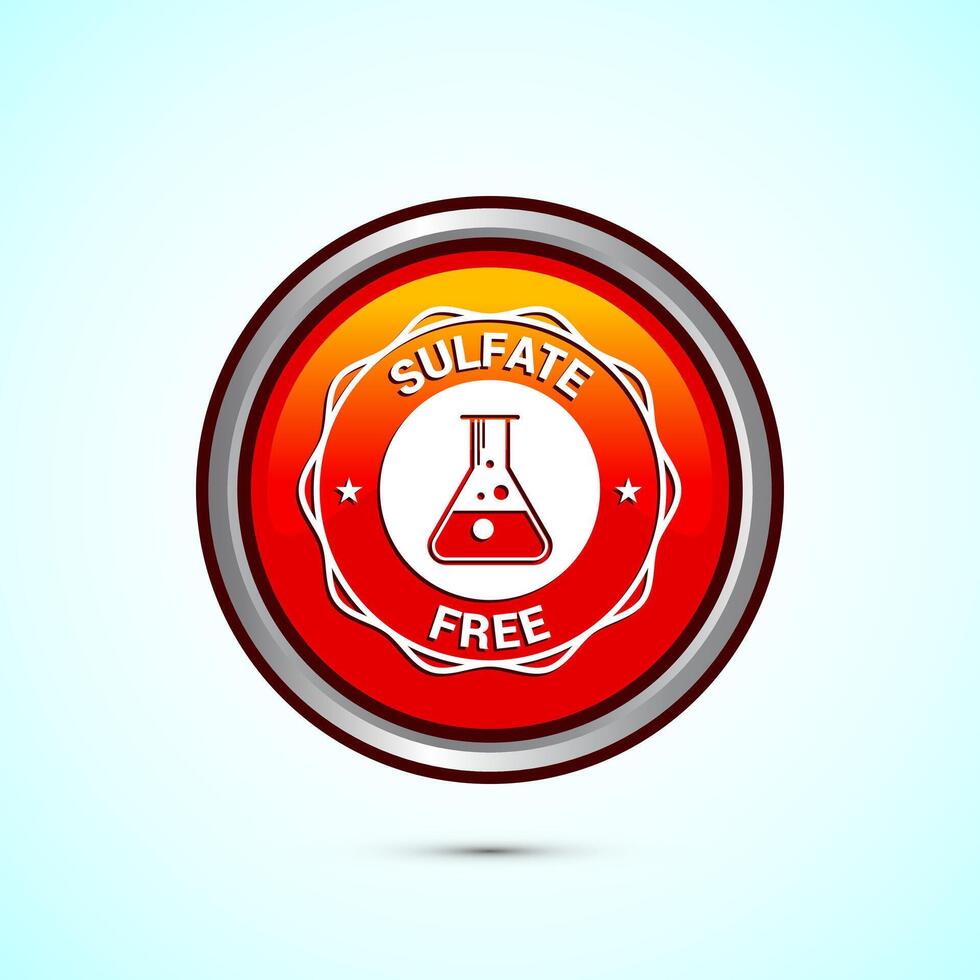 Sulfate free icon design illustration. No sulphate badge label for product warranty, Orange color round button design vector