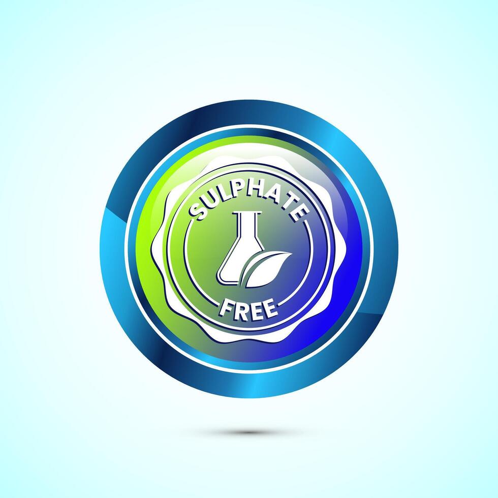 Sulfate free icon design illustration. No sulphate badge label for product warranty, Glossy round button design vector