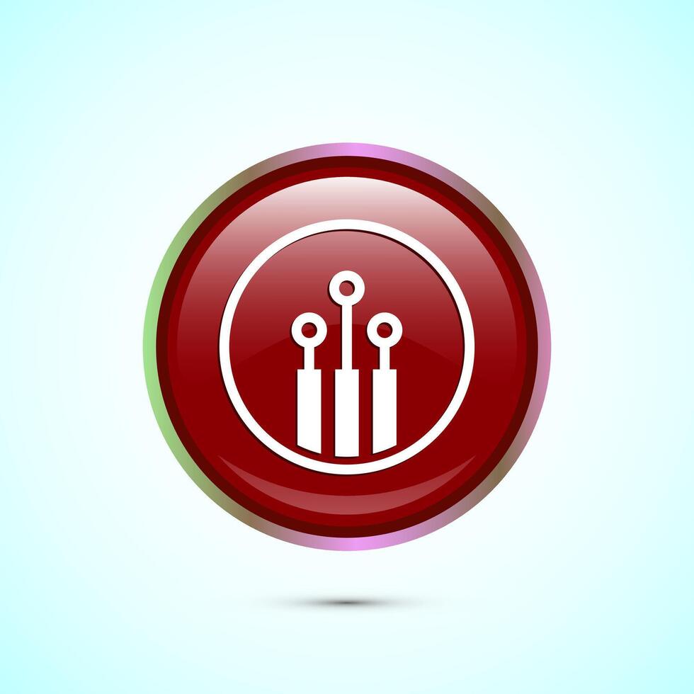 Fiber optic cable icon design illustration. Electric wire sign, digital internet, Red color round button design vector