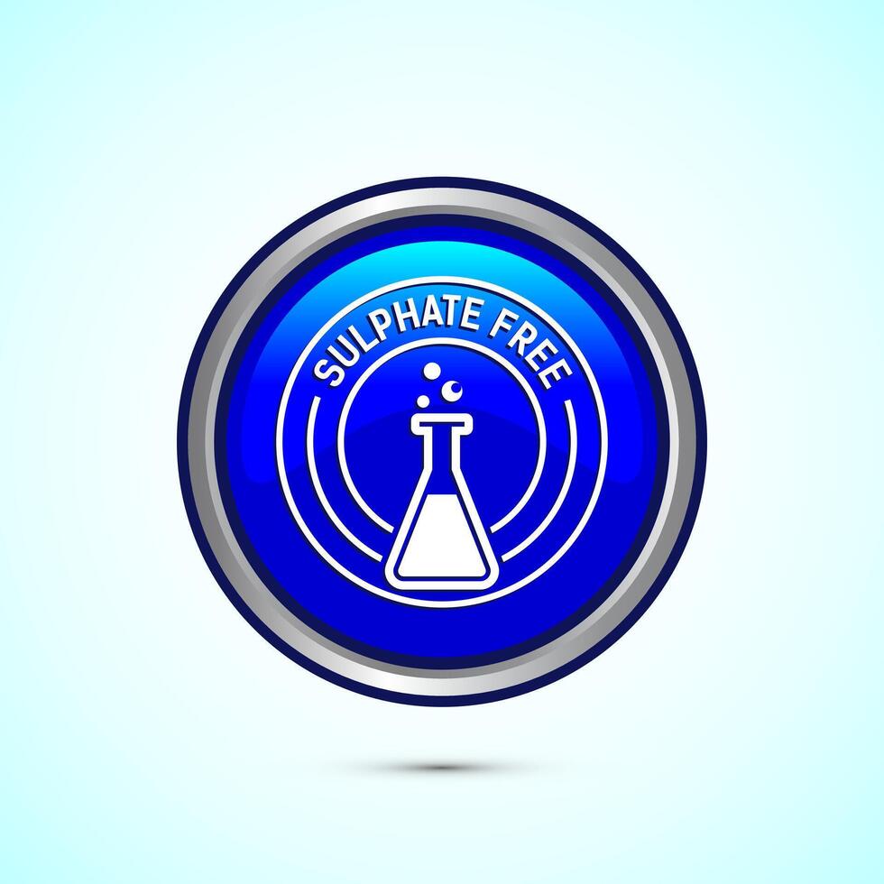 Sulfate free icon design illustration. No sulphate badge label for product warranty, Blue color round button design vector