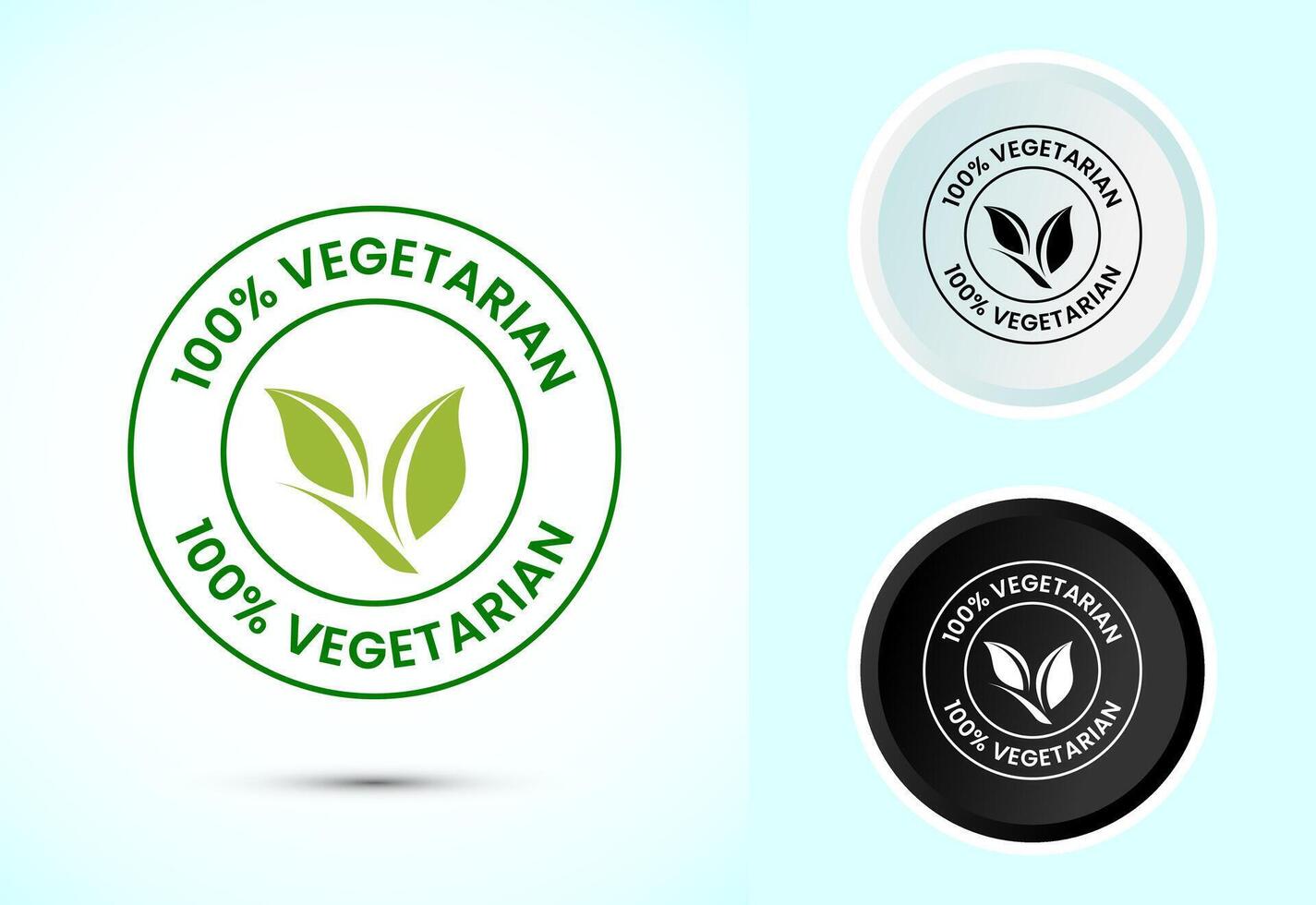 100 percent vegetarian icon, Vegan product label badge vector