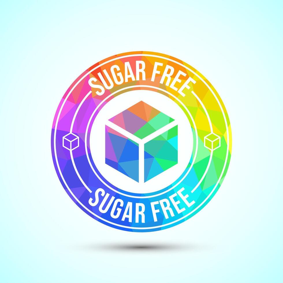 Sugar free icon badge label. Diabetic icon. No sugar symbol for food packaging, low poly style vector