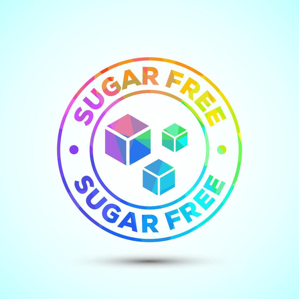 Sugar free icon badge sticker. Diabetic icon. No sugar symbol for food packaging, low poly style vector