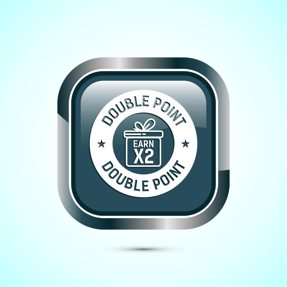 Earn x2 double point icon design illustration. Earn x2 sign symbol for promotion, Gray color square button design vector
