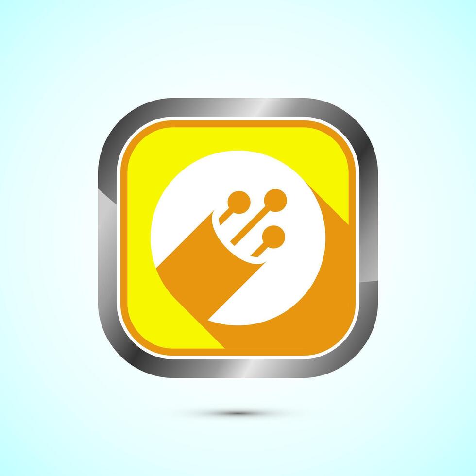 Fiber optic cable icon design illustration. Electric wire sign, digital internet, Yellow color shadow button design vector