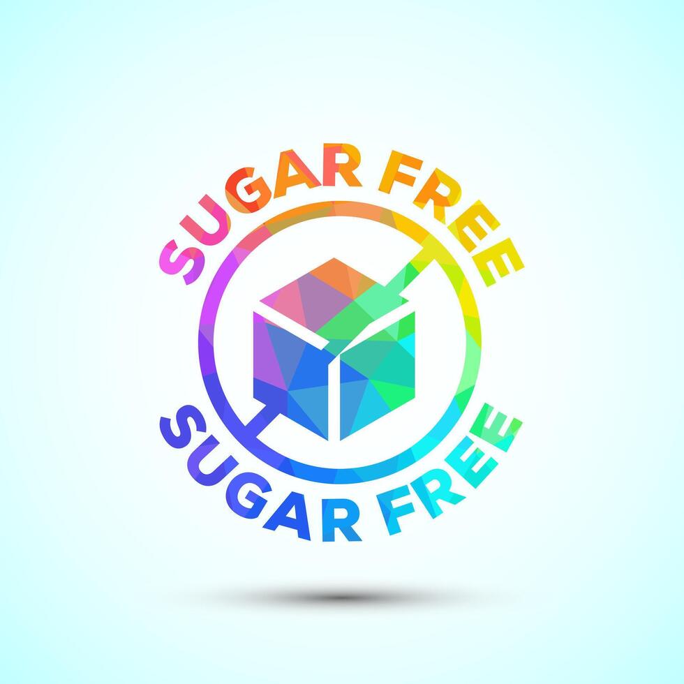 Sugar free icon badge. Diabetic icon. No sugar symbol for food packaging, low poly style vector