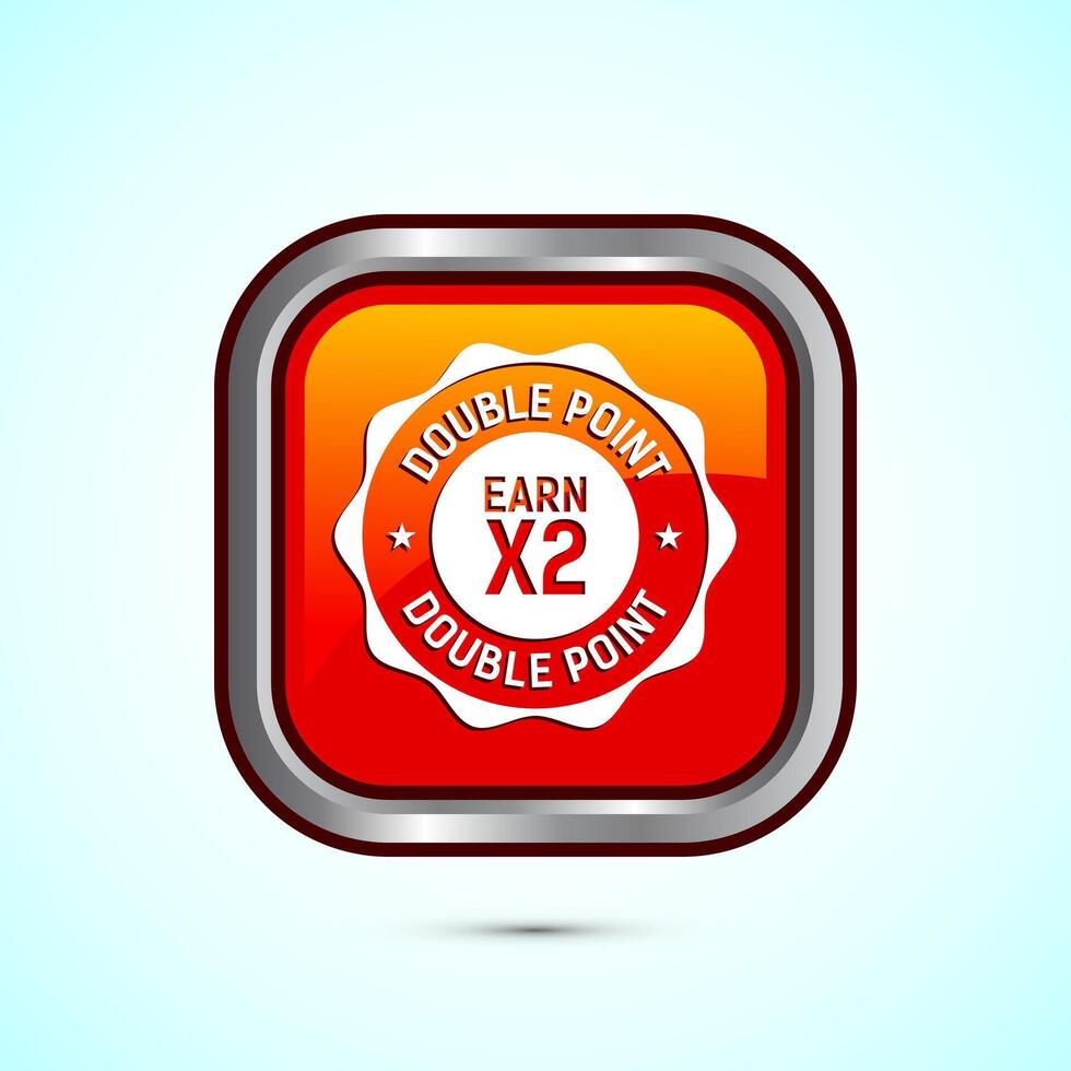 Earn x2 double point icon design illustration. Earn x2 sign symbol for promotion, Orange color square button design vector