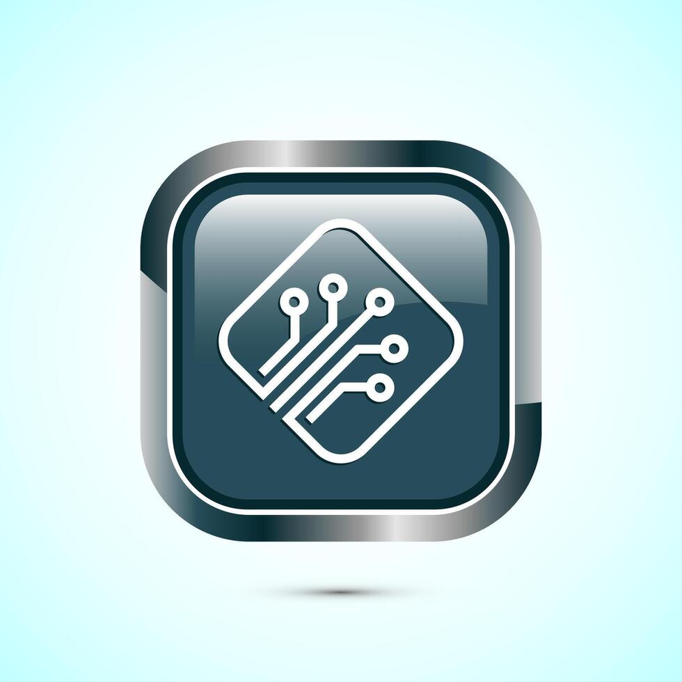 Fiber optic cable icon design illustration. Electric wire sign, digital internet, Gray color square button design vector