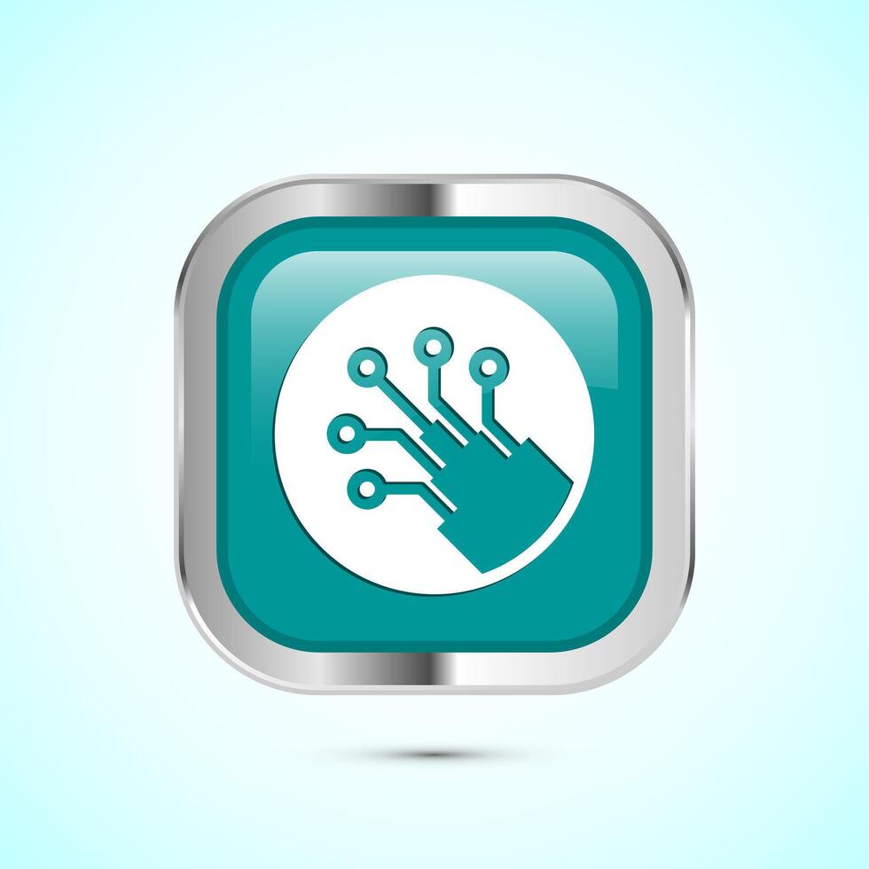 Fiber optic cable icon design illustration. Electric wire sign, digital internet, Teal color square button design vector