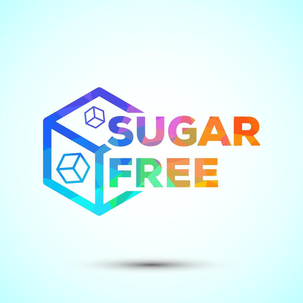 Sugar free icon, No sugar symbol for food packaging, low poly style vector