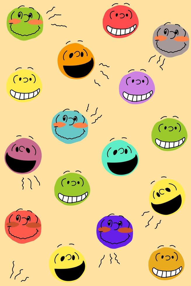 Colorful Head smile. Emoticon cartoon on yellow background vector