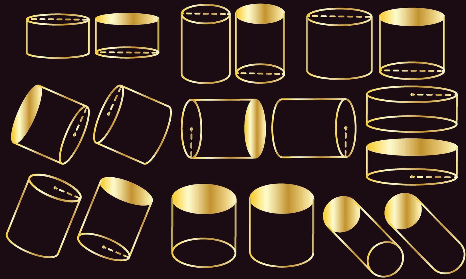 Golden Cylinder set for math exercises vector