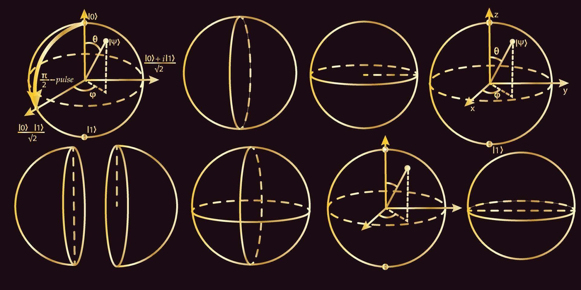 Golden elegant quantum math physics sphere vector