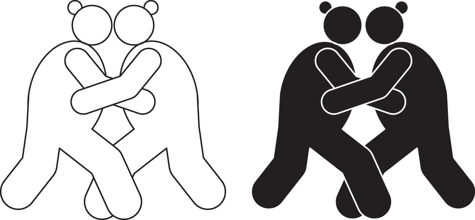 outline silhouette sumo icon set vector