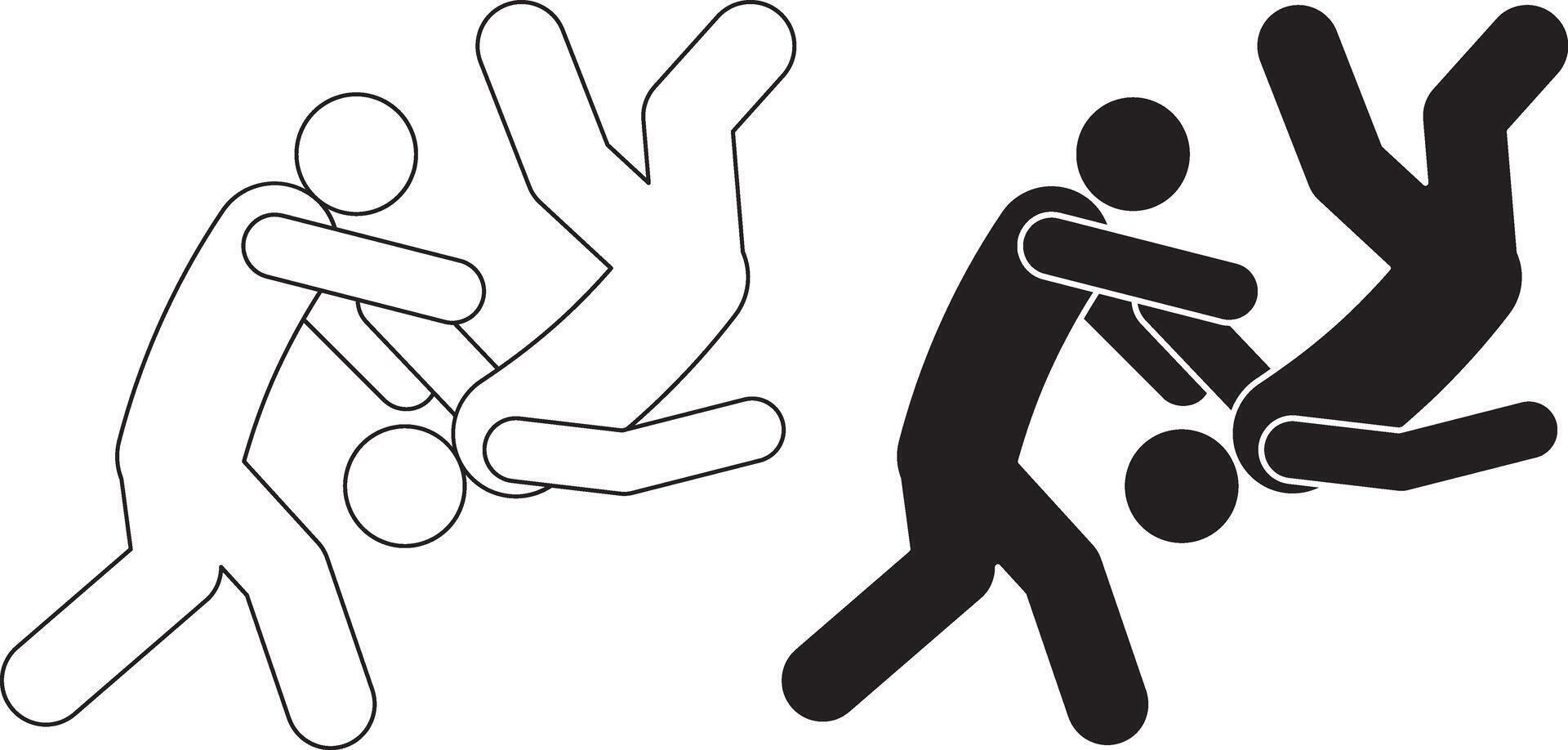 outline silhouette judo icon set vector