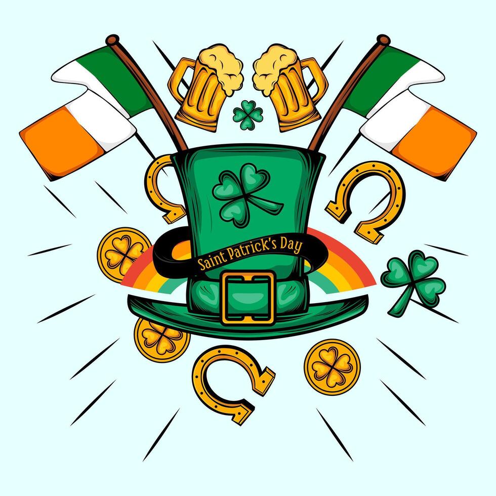 Patrick's Day hat and party design vector