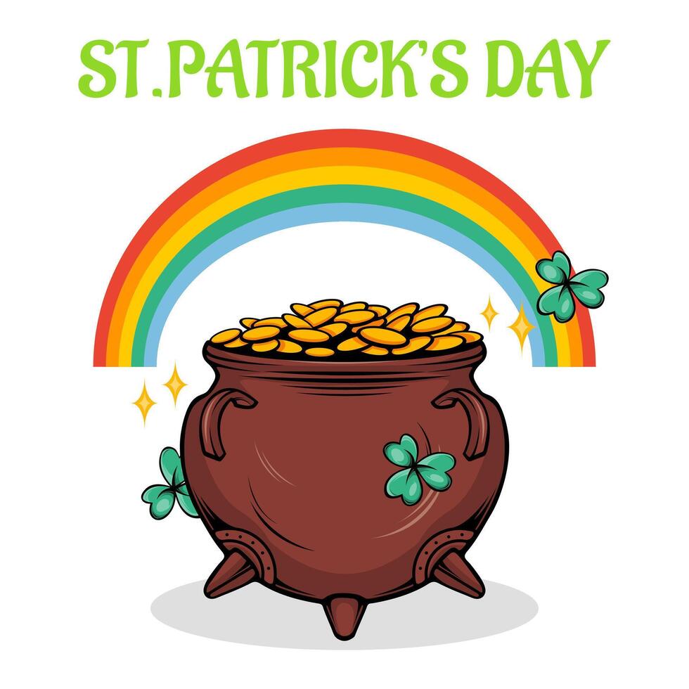 Flat illustration of savings and rainbow for patrick's day greetings vector