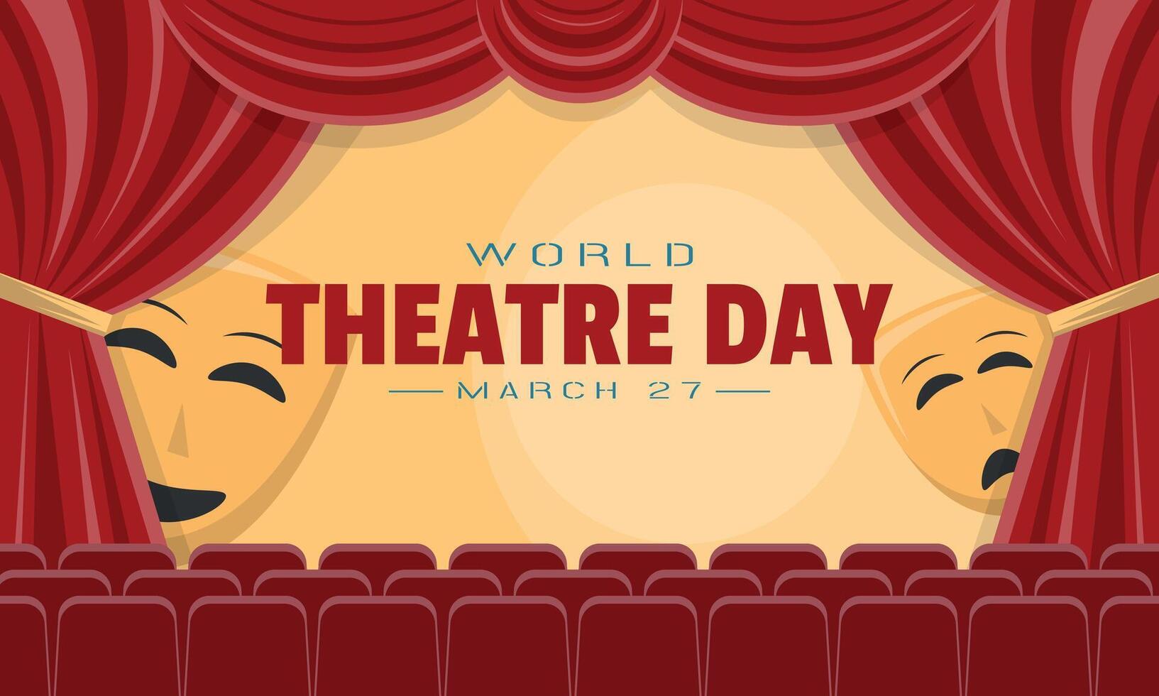 World Theatre Day Poster. The atmosphere on the theater stage vector