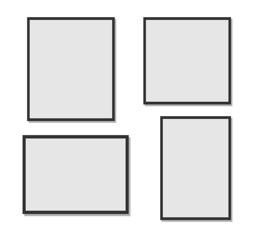 Photo frames collection . Empty black photo frame mockup. vector