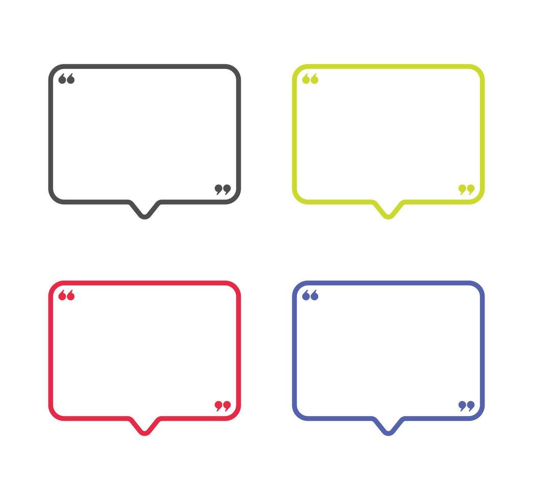 Set of bubble speech quote or message box template design vector