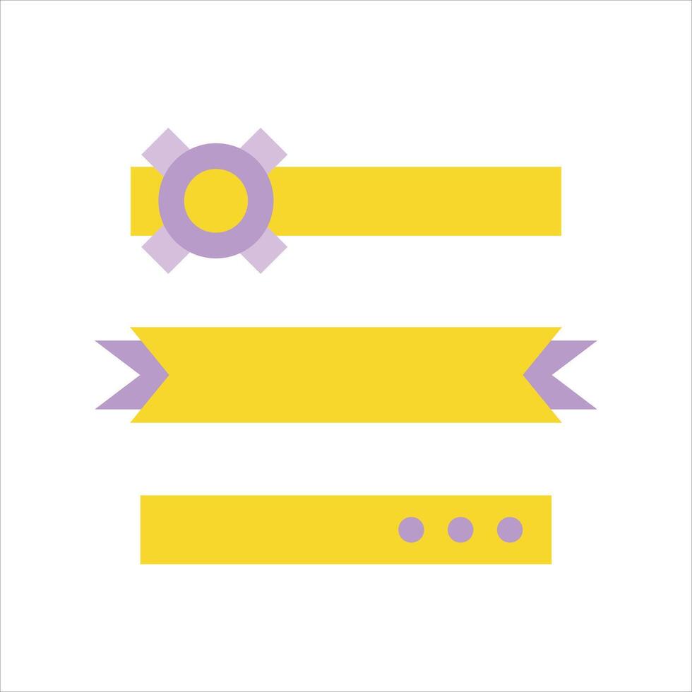 A yellow ribbon with purple and white dots vector