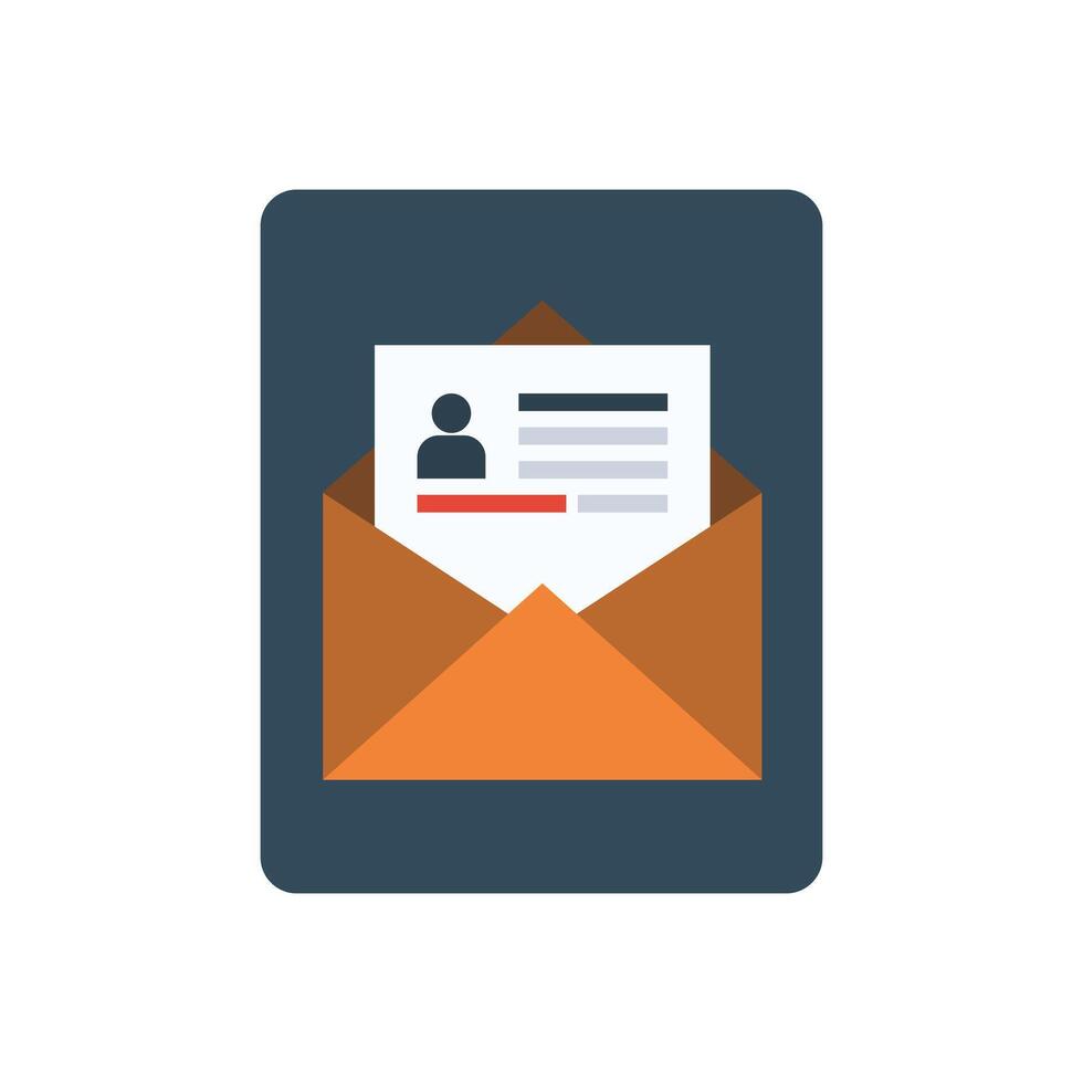 An email envelope with a person inside vector