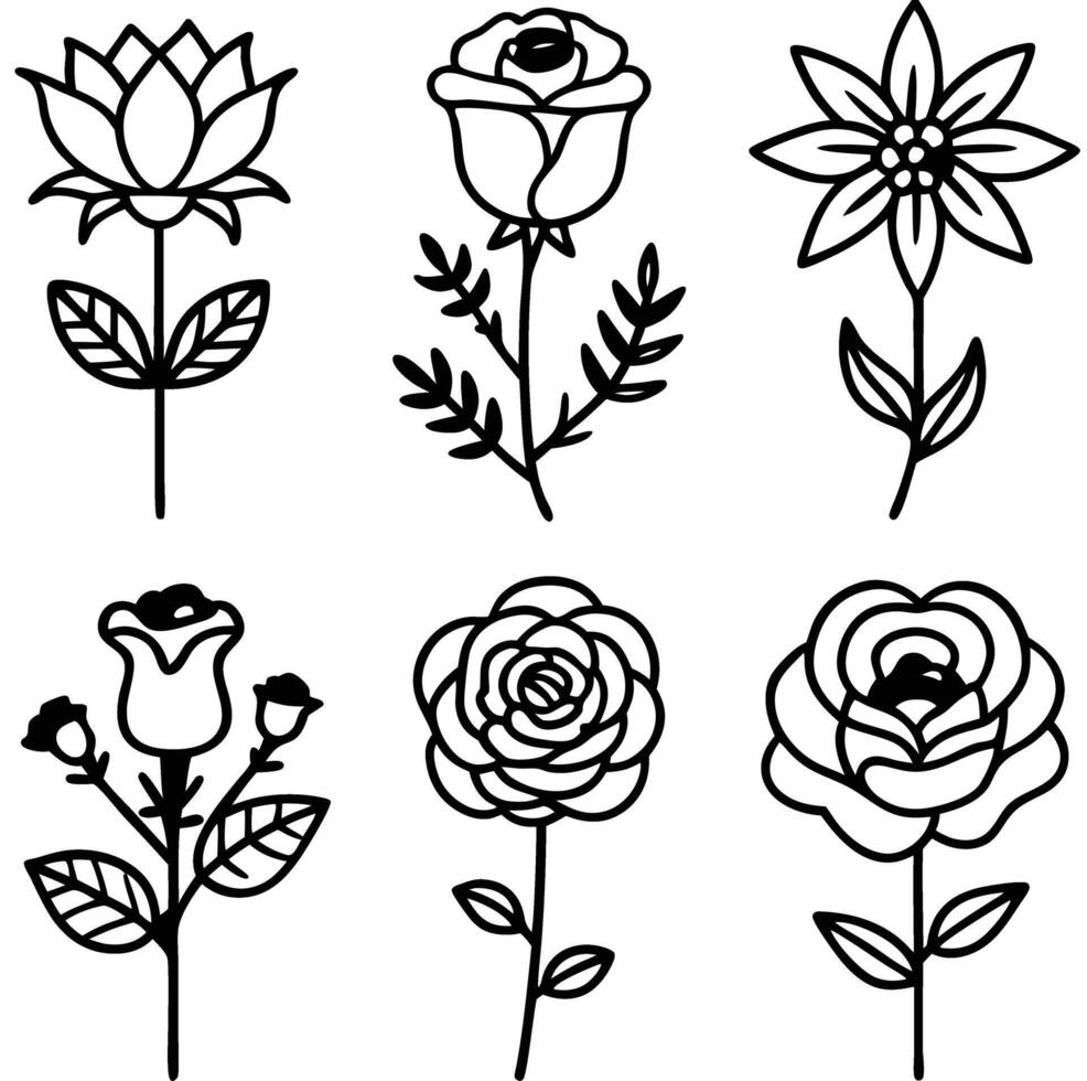 Stylish flower symbol set vector