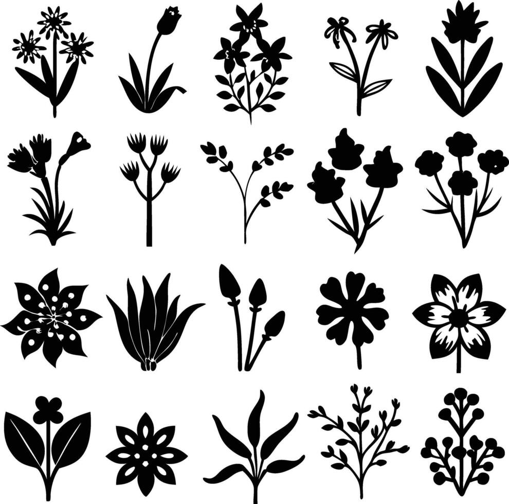 Minimalist plant icon set vector