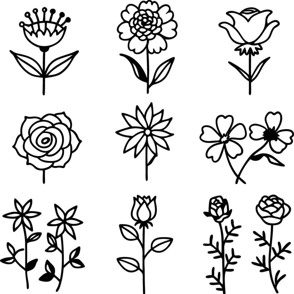 Floral badge and symbol set vector