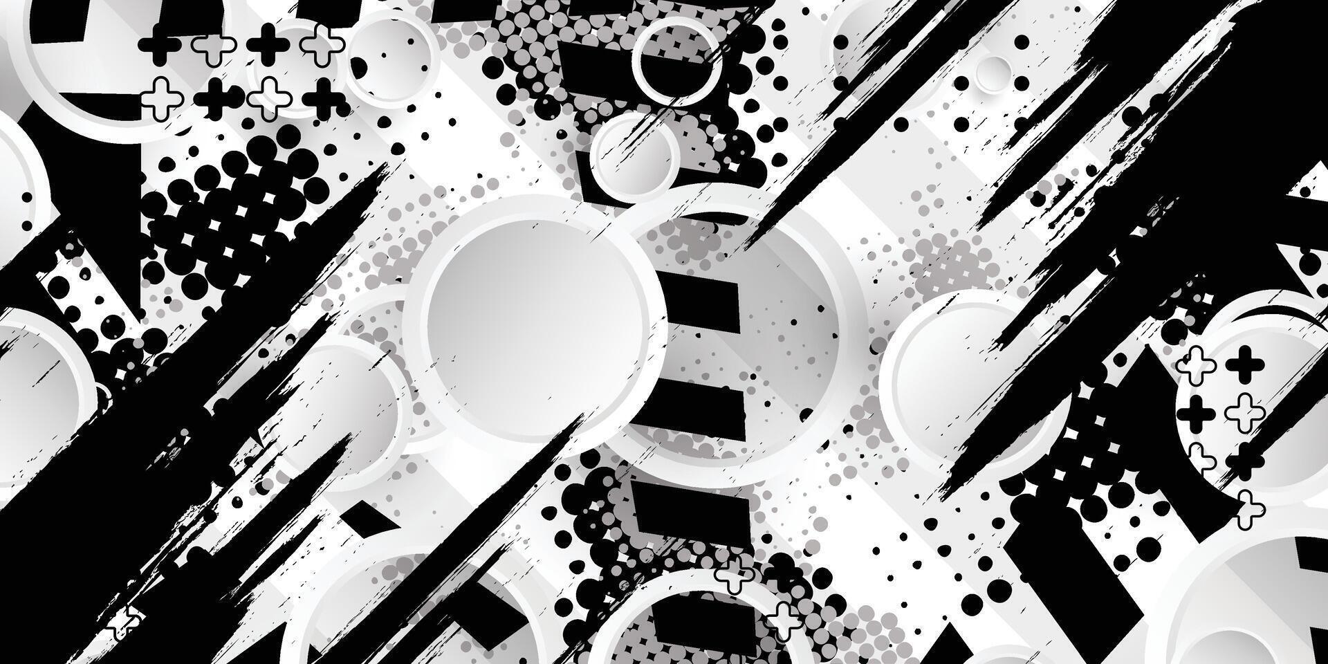 Black and white abstract livery design with circle object vector