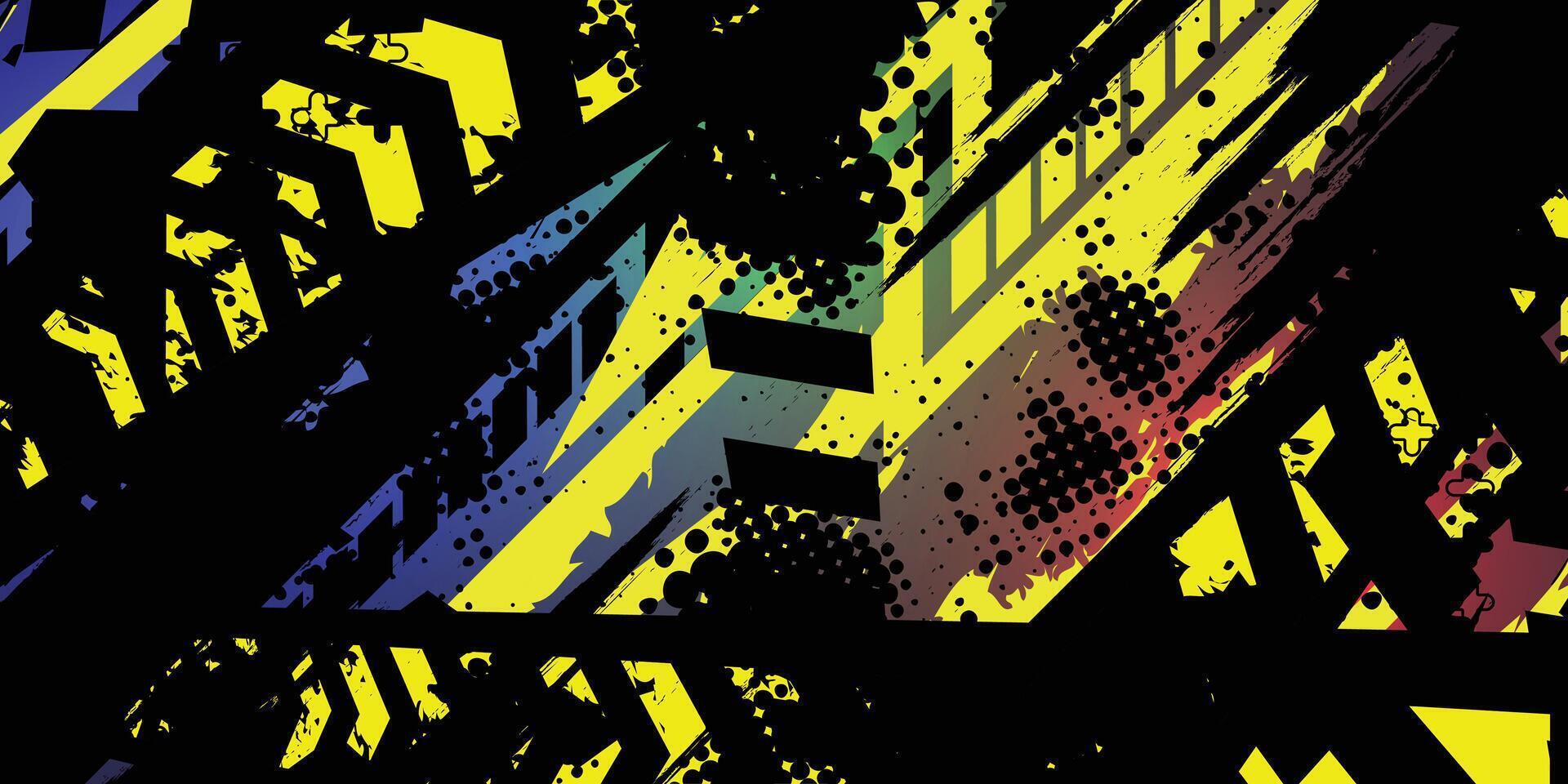 a black and yellow abstract background with a lot of different colors vector