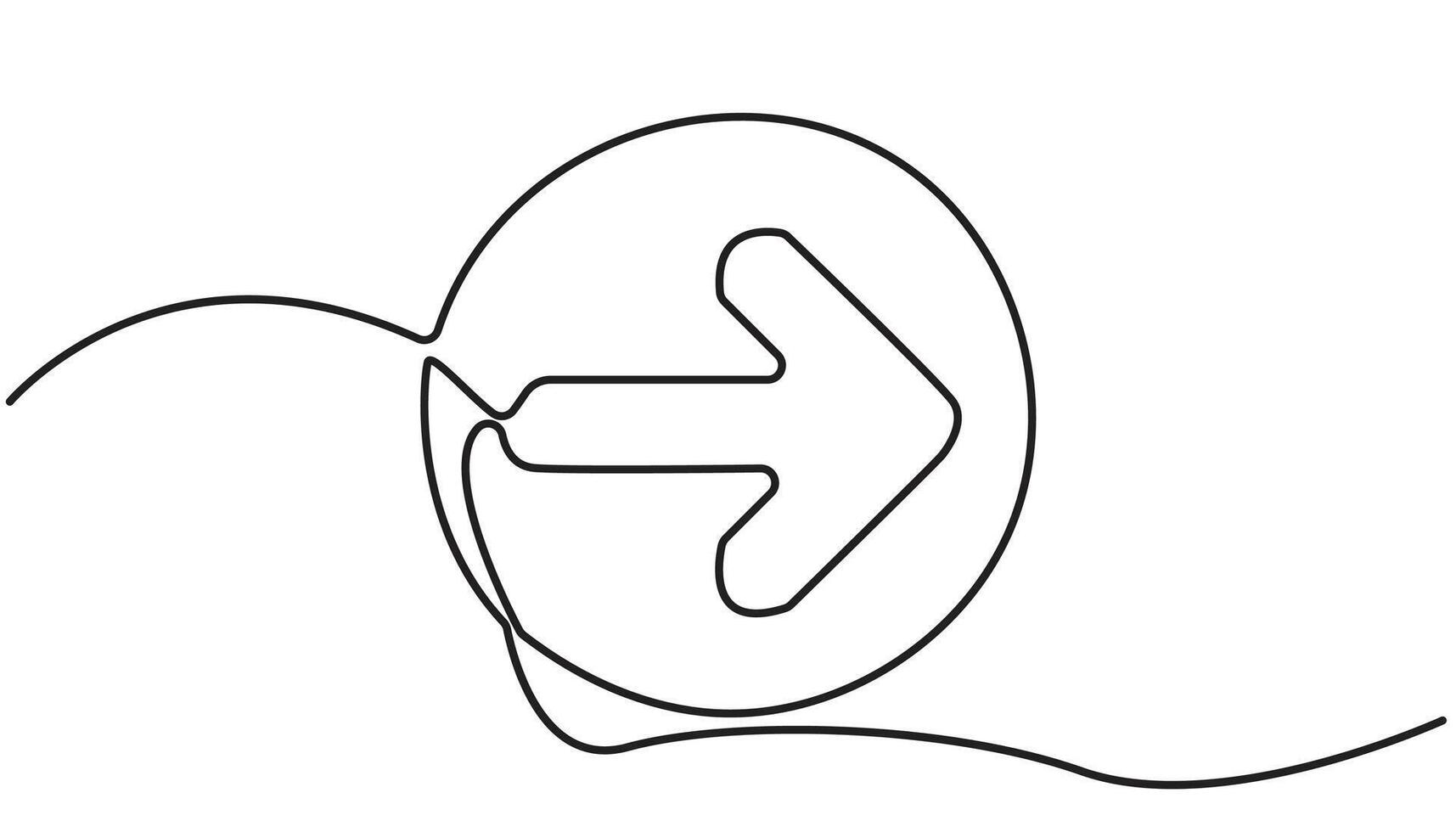 Arrow pointing right, line continuous drawing . One line Arrow pointing right, background. Arrow pointing right, icon. Continuous outline of a Arrow pointing right. vector