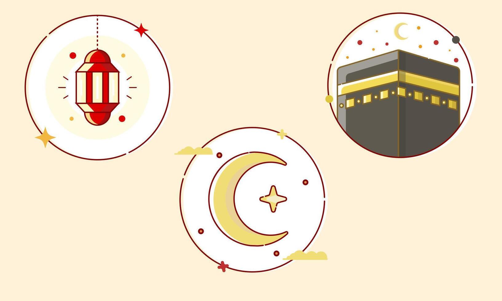 islamic icon collection vector