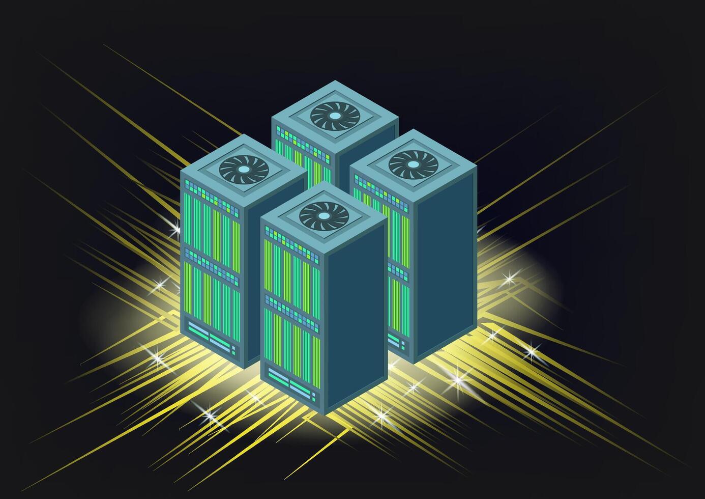isometric concept big data center. V vector
