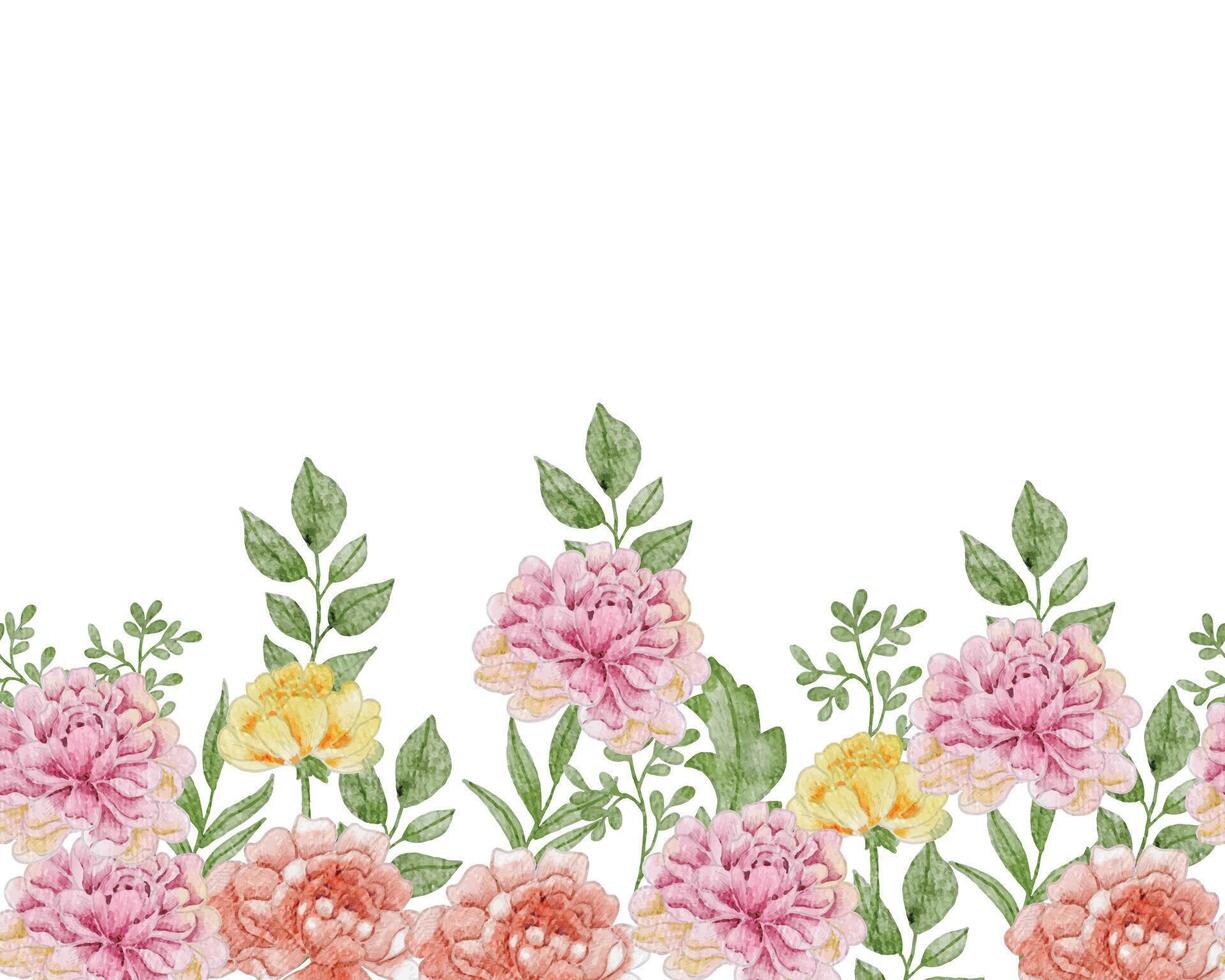 Vintage Peony Watercolor Flower Background vector